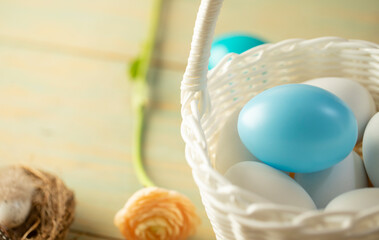 easter eggs in a basket