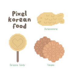 Cute Korean Food Doodle in Pixel Art Illustration