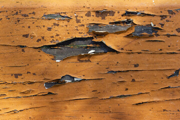 old peeling paint on a wood 
