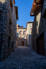 Stone houses on the mountain, village on the mountain with old stone buildings