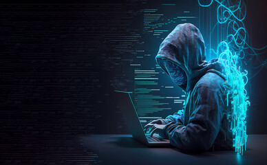 Network hacker. Banner. Generative AI