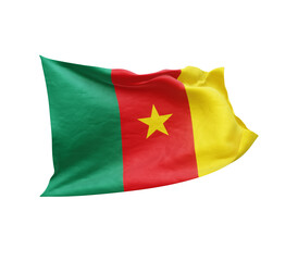 Waving flag of Cameroon isolated on transparent background. 3D rendering