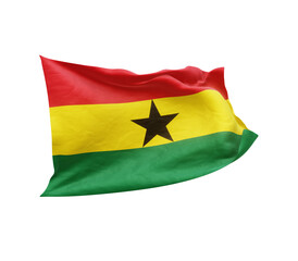 Waving flag of Ghana isolated on transparent background. 3D rendering