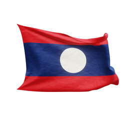 Waving flag of Laos isolated on transparent background. 3D rendering