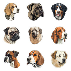 Dogs Flat Icon Set Isolated On White Background