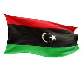 Waving flag of Libya isolated on transparent background. 3D rendering - obrazy, fototapety, plakaty