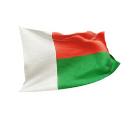Waving flag of Madagascar isolated on transparent background. 3D rendering