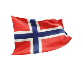 Waving flag of Norway isolated on transparent background. 3D rendering