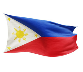 Waving flag of the Philippines isolated on transparent background. 3D rendering