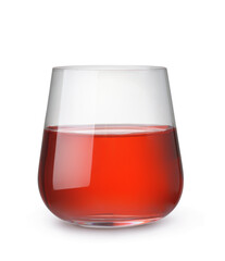 Front view of red fruit  juice in glass