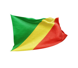 Waving flag of Congo isolated on transparent background. 3D rendering