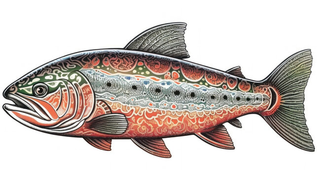 Celtic-style tribal depiction of the Atlantic Salmon created with generative AI technology