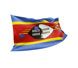 Waving flag of Eswatini isolated on transparent background. 3D rendering