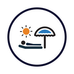 resort, umbrella, beach bed, man, resort icon