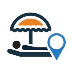 resort, umbrella, location, pin, resort location icon