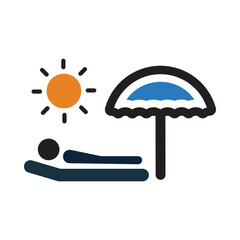 resort, umbrella, beach bed, man, resort icon