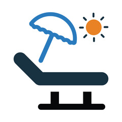 resort, umbrellas, beach bed, beach resort icon