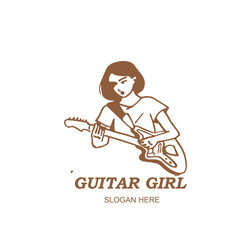 Free vector logo guitar girl icon design illustration