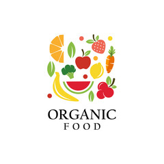 Healthy Organic eco vegetarian food Logo design vector Template