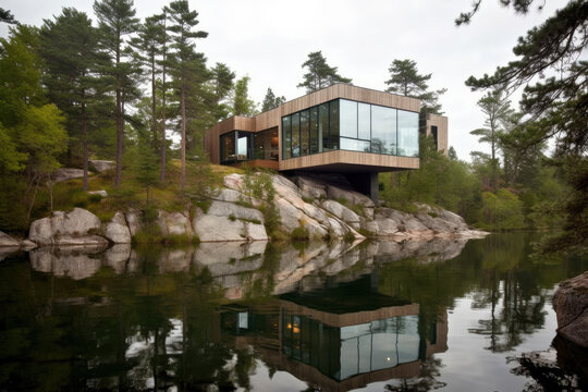 house on the river created with Generative AI technology