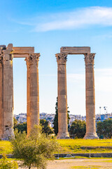 Olympieion Historic buildings and ruins of a temple Athens Greece.