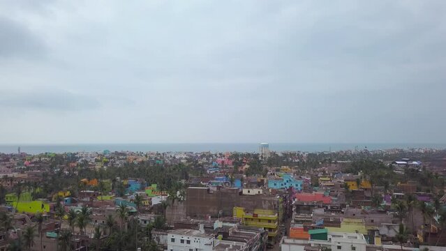 Jagannath Puri ancient temple in India, Odisha, aerial drone view 4k