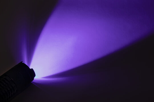 Light from an ultraviolet LED flashlight with a UV wavelength of 365 nm