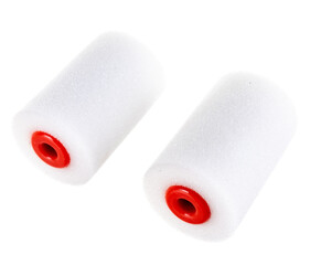 Repair roller for painting fur with colored inserts on a white background