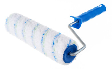 Repair roller for painting fur with colored inserts on a white background