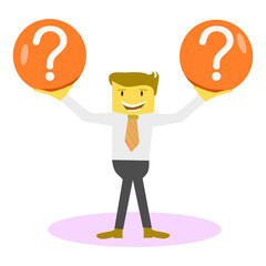 Make choice, decision concept. Businessman doubts, decides, looks for the best solution, 
setting priorities. Questioned employee thinking, analyzing options.
Modern vector illustration to use in your