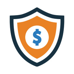 money, shield, safety, hand, finance safety on hand icon