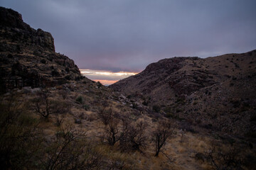 Sunset in the desert mountains 