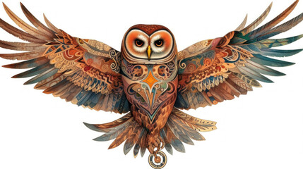 Celtic-style tribal depiction of the Barn Owl created with generative AI technology