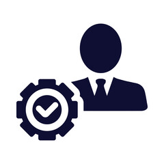 man, people, gear, stick, businessman management icon