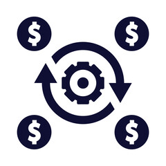 money, dollar, gear, business process icon