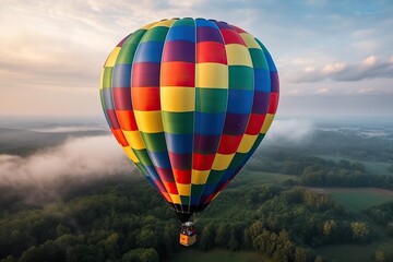 Naklejka premium Colorful hot air balloon in the sky (Ai generated)