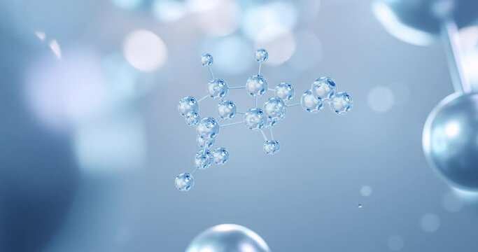 Isosorbide dinitrate molecule, rotating 3D model of Nitrates and Nitrites under a microscope, seamless looped video, abstract molecular structure