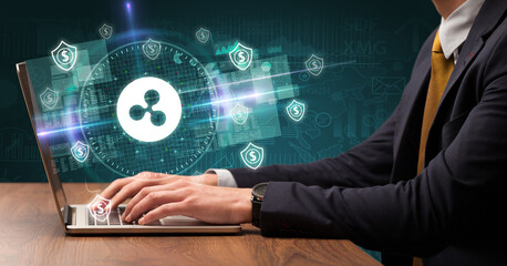 business hand working in stock market