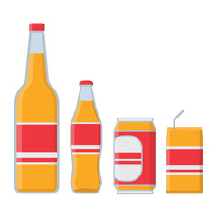 illustration of different types of cold drink bottles and juice packs tin pack mango juice energy drink beverage bottle mockup template