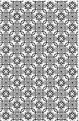 Seamless geometric shapes floral repeat pattern design vector element in black color 