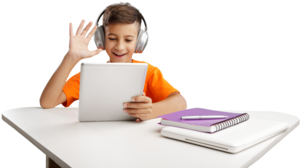 Kid self isolation doing homework at the home