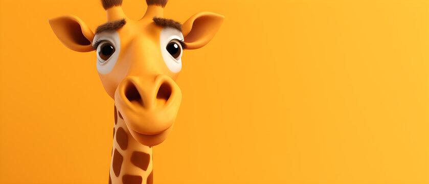 Giraffe on isolated Peach color background created with Generative AI Technology