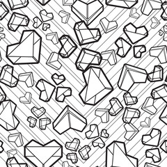 Origami Heart Seamless Surface Pattern Design
