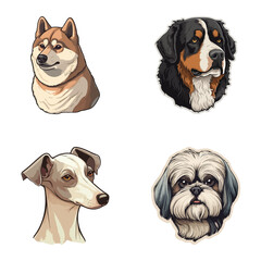 Dogs2 Flat Icon Set Isolated On White Background