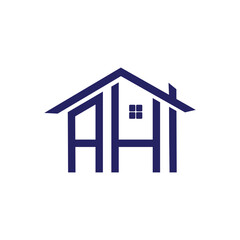 AHI Letter Based Real Estate Logo Design.Home church logo design template. Vector illustration.