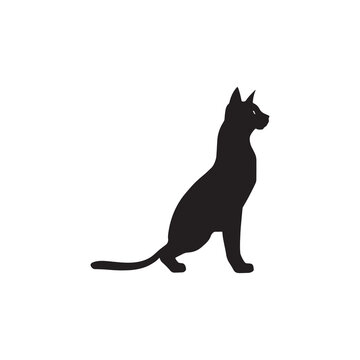  A sitting cat silhouette vector art.