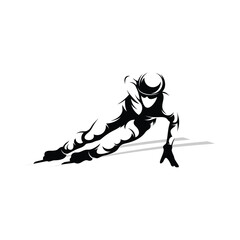 Silhouette of a speed skater vector illustration. Sport emblem. Winter sport vector icon. © jon studio