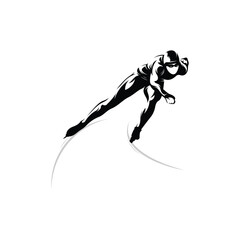 Silhouette of a speed skater vector illustration. Sport emblem. Winter sport vector icon.