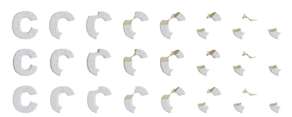 Milk cream with Almonds and Vanilla Ice Cream Bars C-shaped, 3D rendering