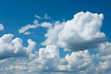Naklejka na ściany i meble Clear blue sky and white clouds, nature, clouds and skies, Generative AI